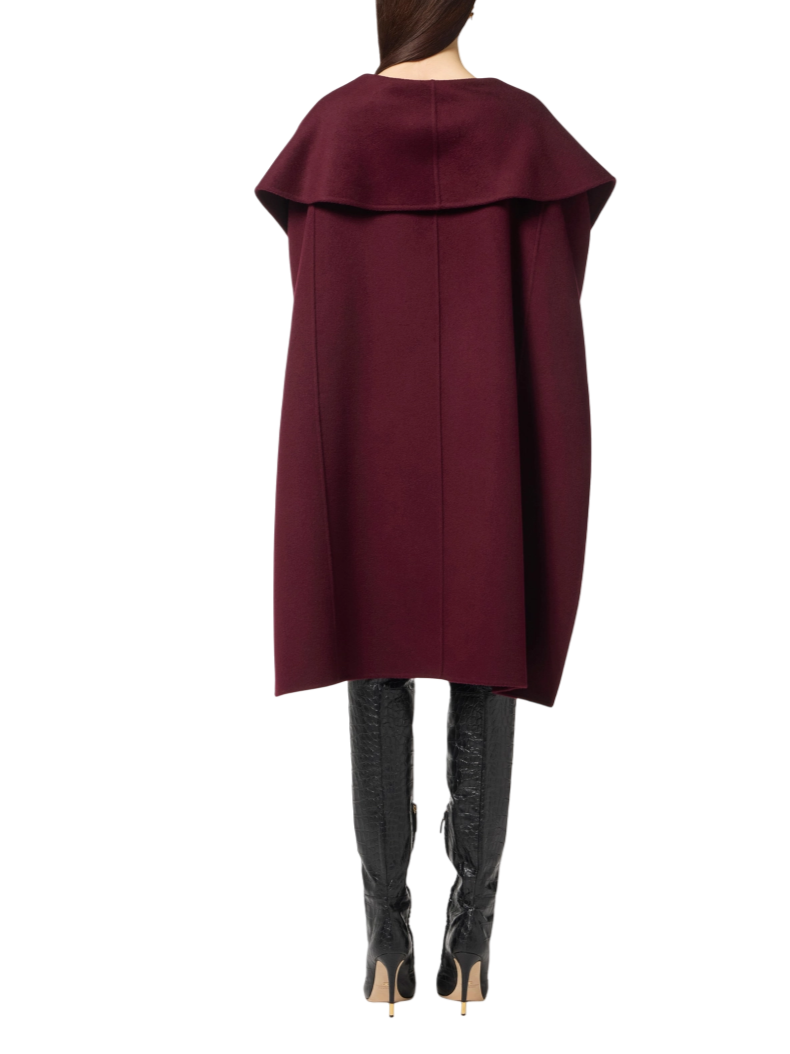 Elisabetta Franchi mantella in lana con cintura borgogna CP67D56E3 EA4 ELISABETTA FRANCHI