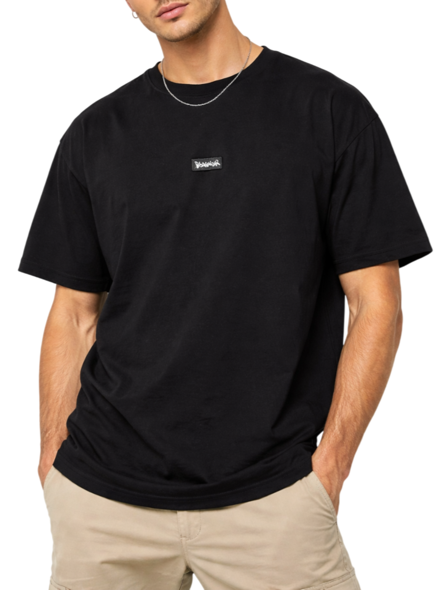 Disclaimer T-shirt uomo manica corta con patch logo nero 55518 NERO DISCLAIMER