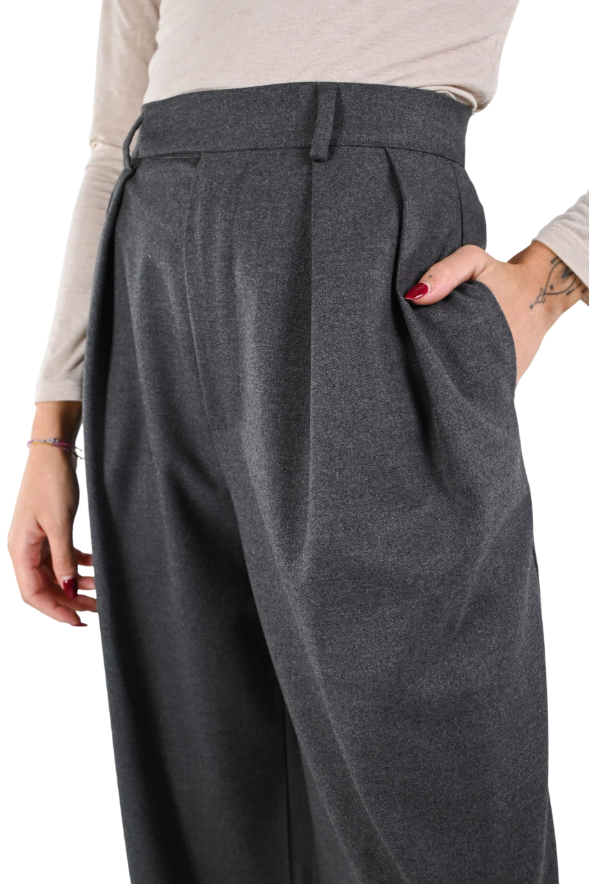 Vicolo pantaloni palazzo con pinces grigio TF1910 GRIGIO VICOLO