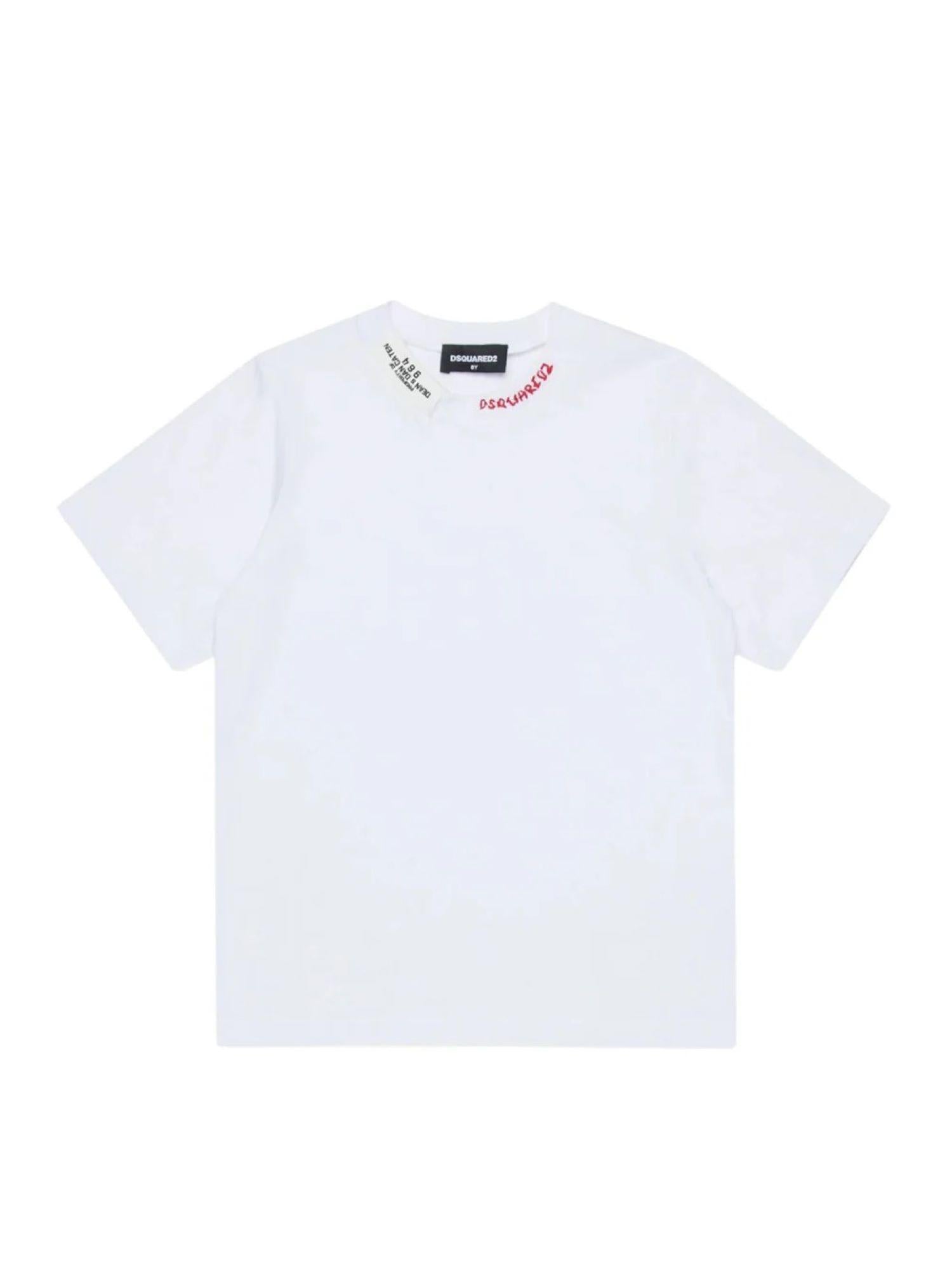 Dsquared2 T-shirt bambino manica corta in jersey bianco DQ3161-D0AGP DQ100 DSQUARED2