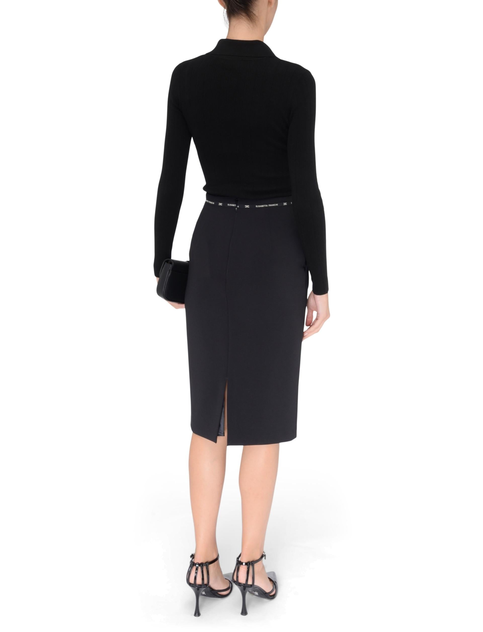 Elisabetta Franchi maglia a costine con dettaglio gioiello nero MK09B56E2 110 ELISABETTA FRANCHI