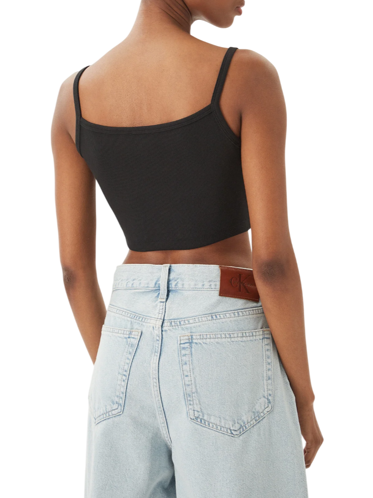 Calvin Klein Jeans canotta crop donna a costine nero LV047F221G UB1 Calvin Klein Jeans
