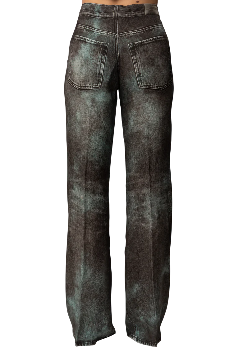 Pinko pantaloni wide leg Ballata Trompe oeil lavaggio denim 106122-A2ZV IS1 PINKO