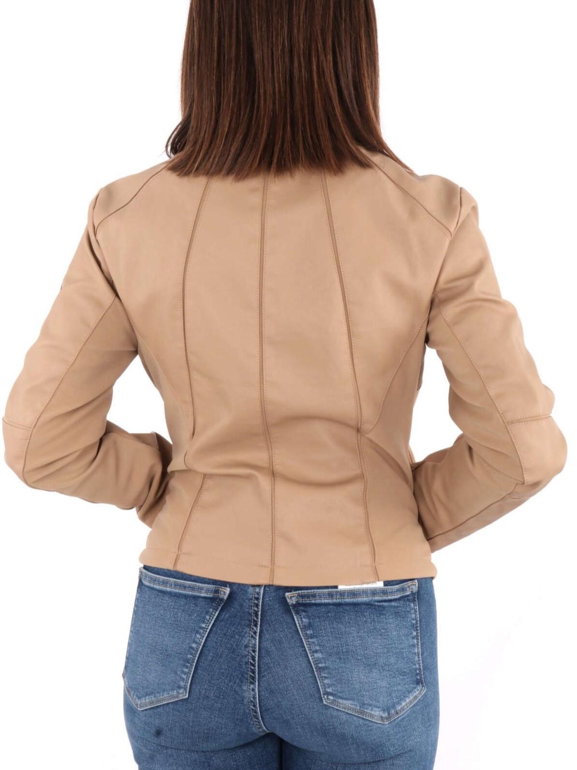 Yes Zee giubbino in ecopelle con inserti in tessuto Ottoman cammello J405-G100 0203 YES-ZEE