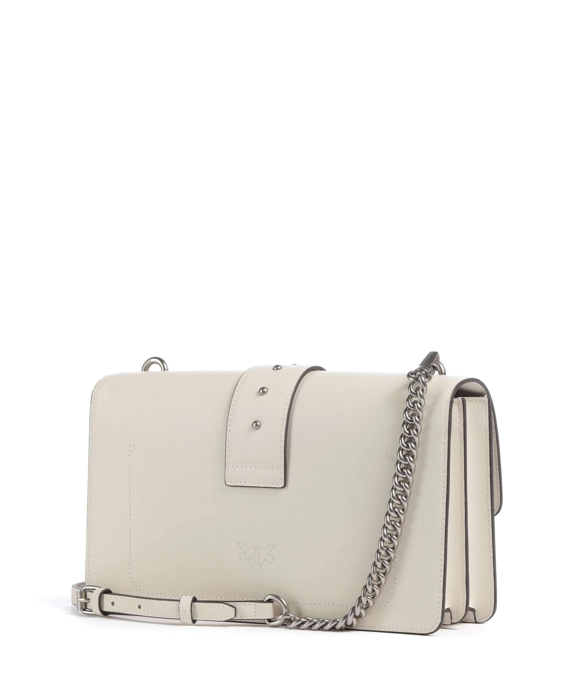 Pinko borsa a tracolla Love One Classic in pelle bianco argento 105857-A0F1 Z14O PINKO