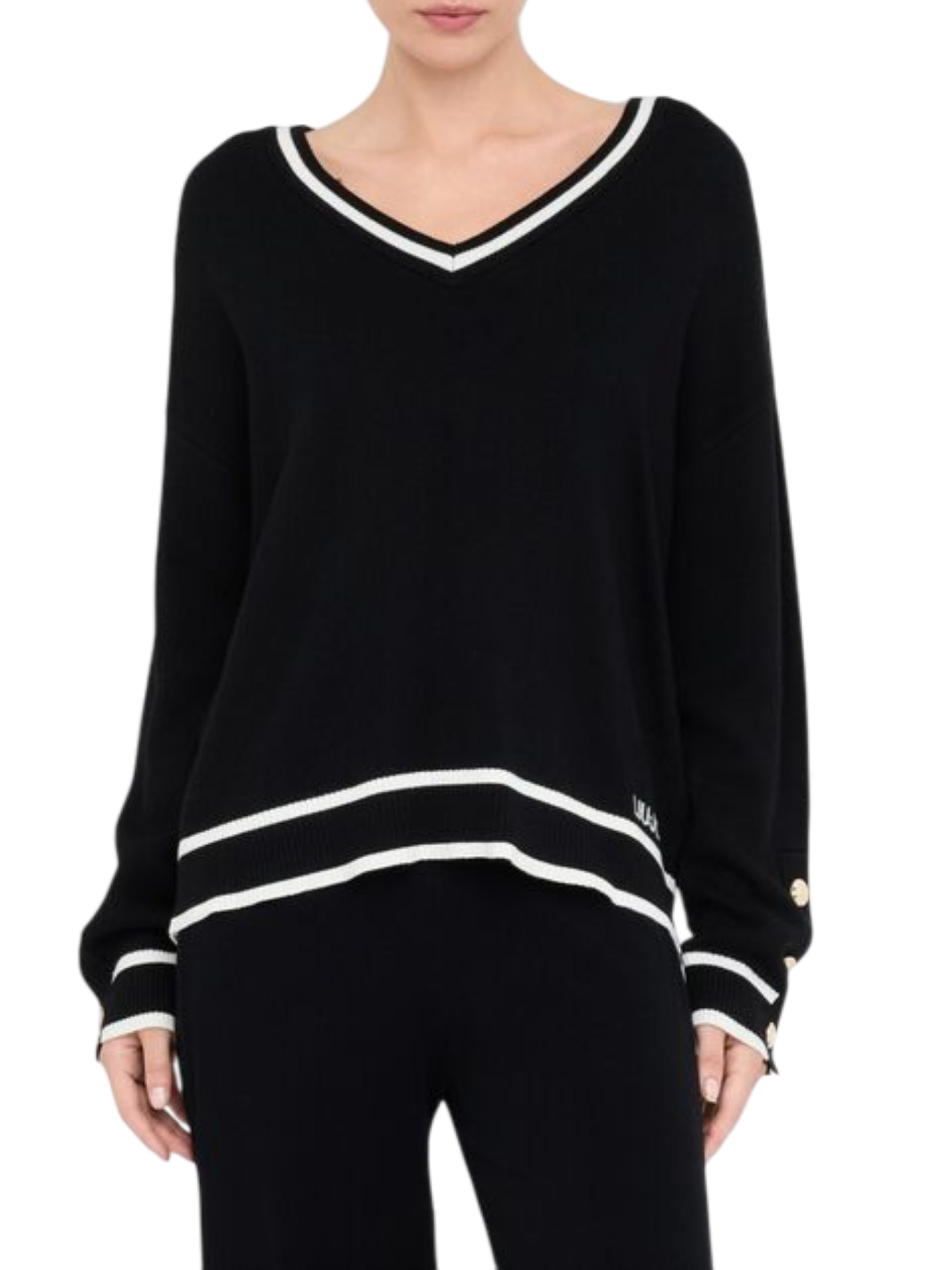 Liu Jo maglia donna scollo a V nero TF5229MS59L 03N66 LIU JO