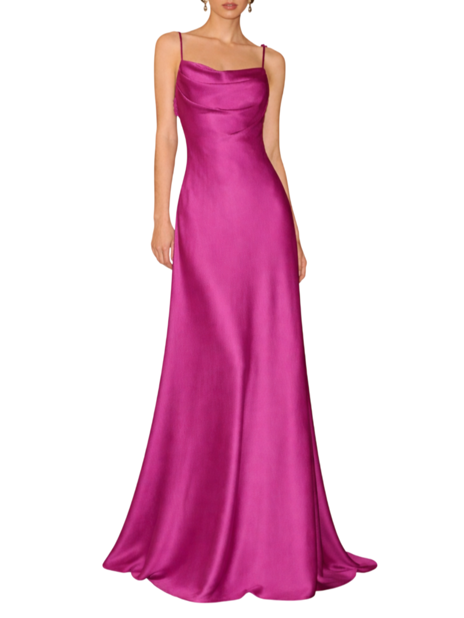 Dani's Party Rosa Clarà abito cerimonia satin con fiori magenta 18220STA00 510-BUGANVILLA DANI'S PARTY