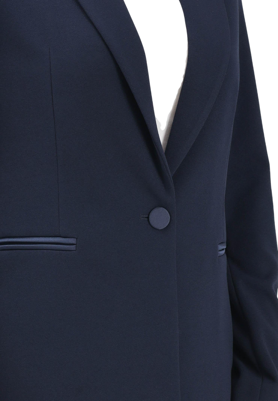 Vicolo giacca blazer monopetto con dettagli satin blu TAB0230 BLU VICOLO