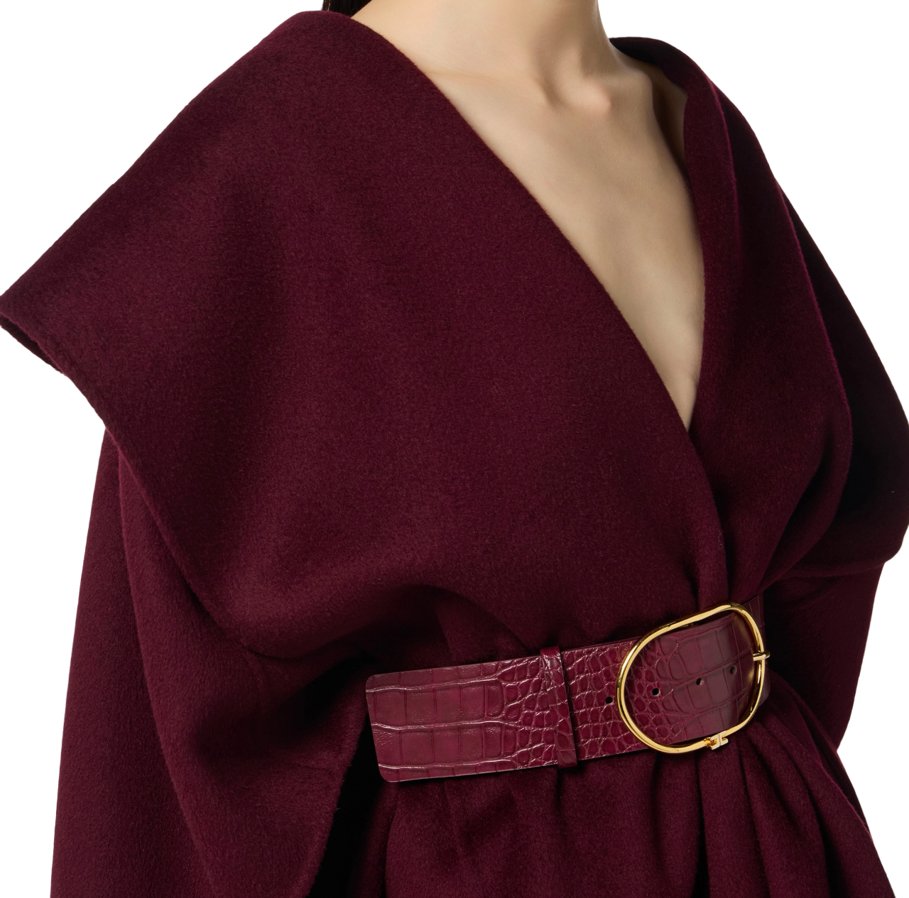 Elisabetta Franchi mantella in lana con cintura borgogna CP67D56E3 EA4 ELISABETTA FRANCHI
