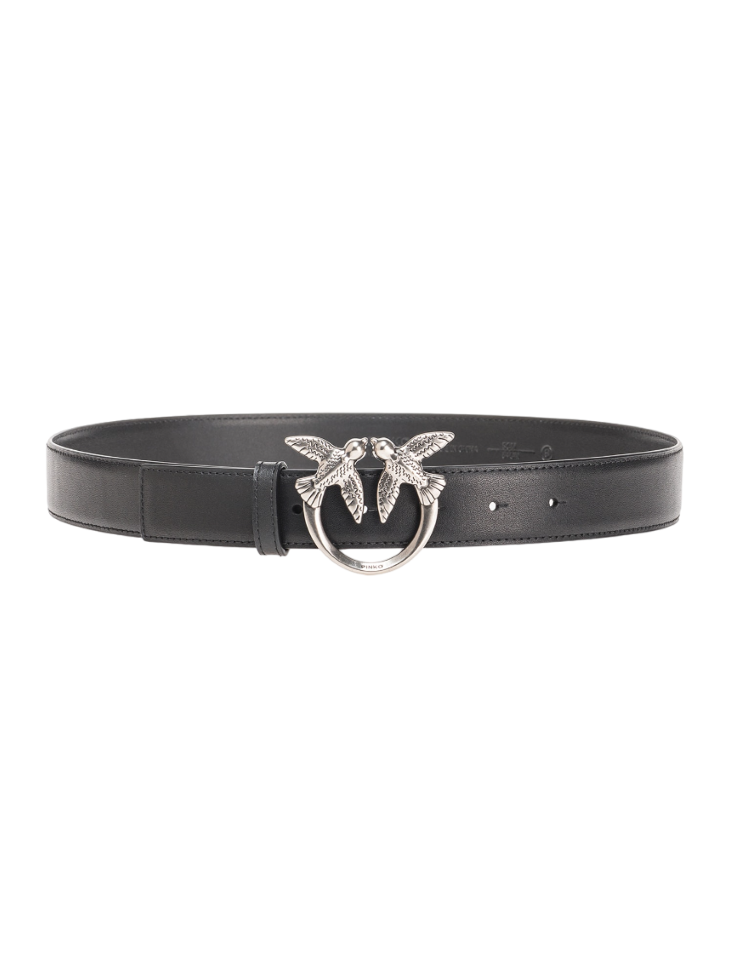 Pinko cintura in pelle con fibbia Love Birds h3 nero argento 100125-A0F1 Z99O PINKO