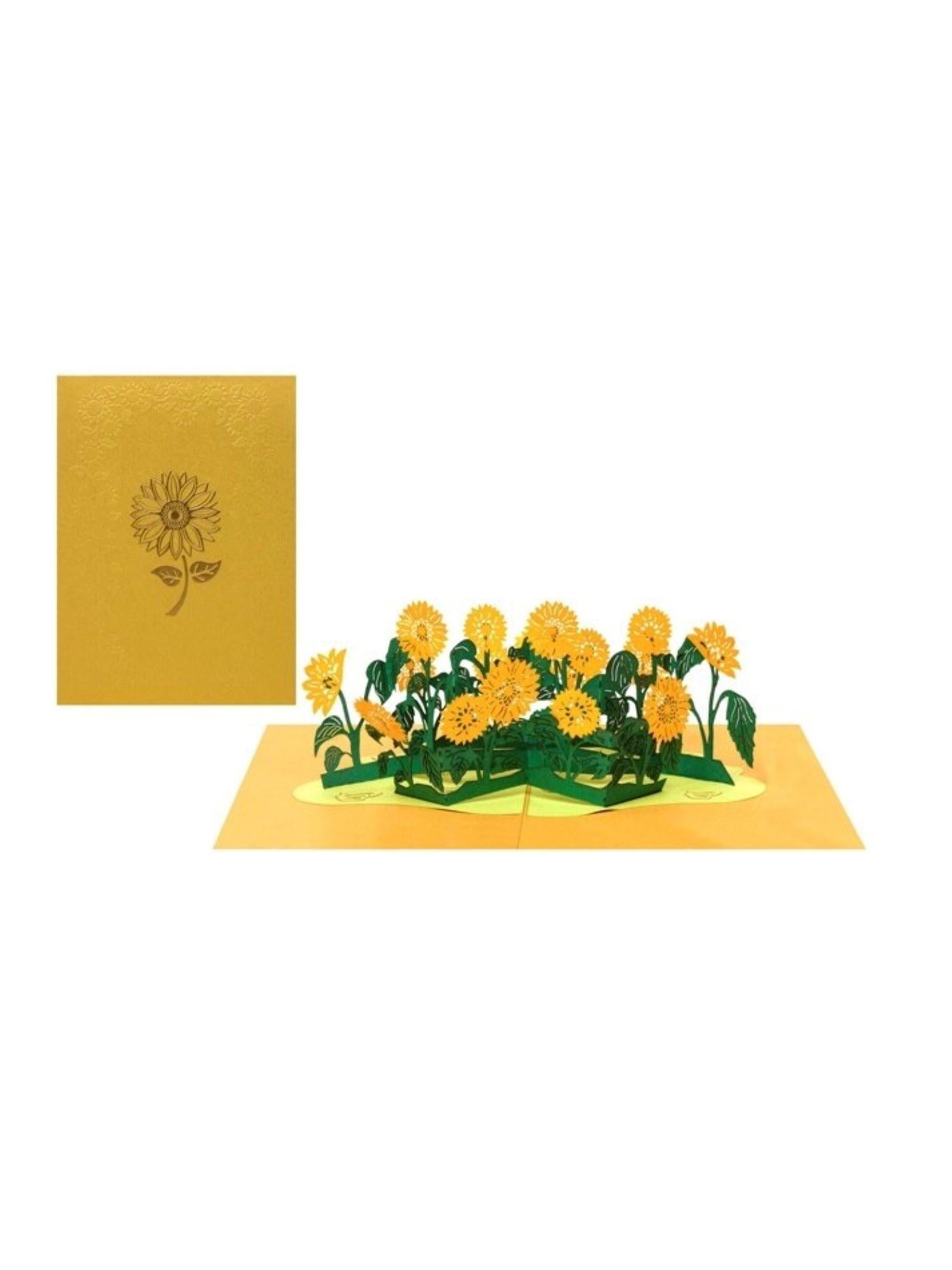 Origamo biglietto augurale handmade con girasoli giallo KN071 GIRASOLI ORIGAMO 