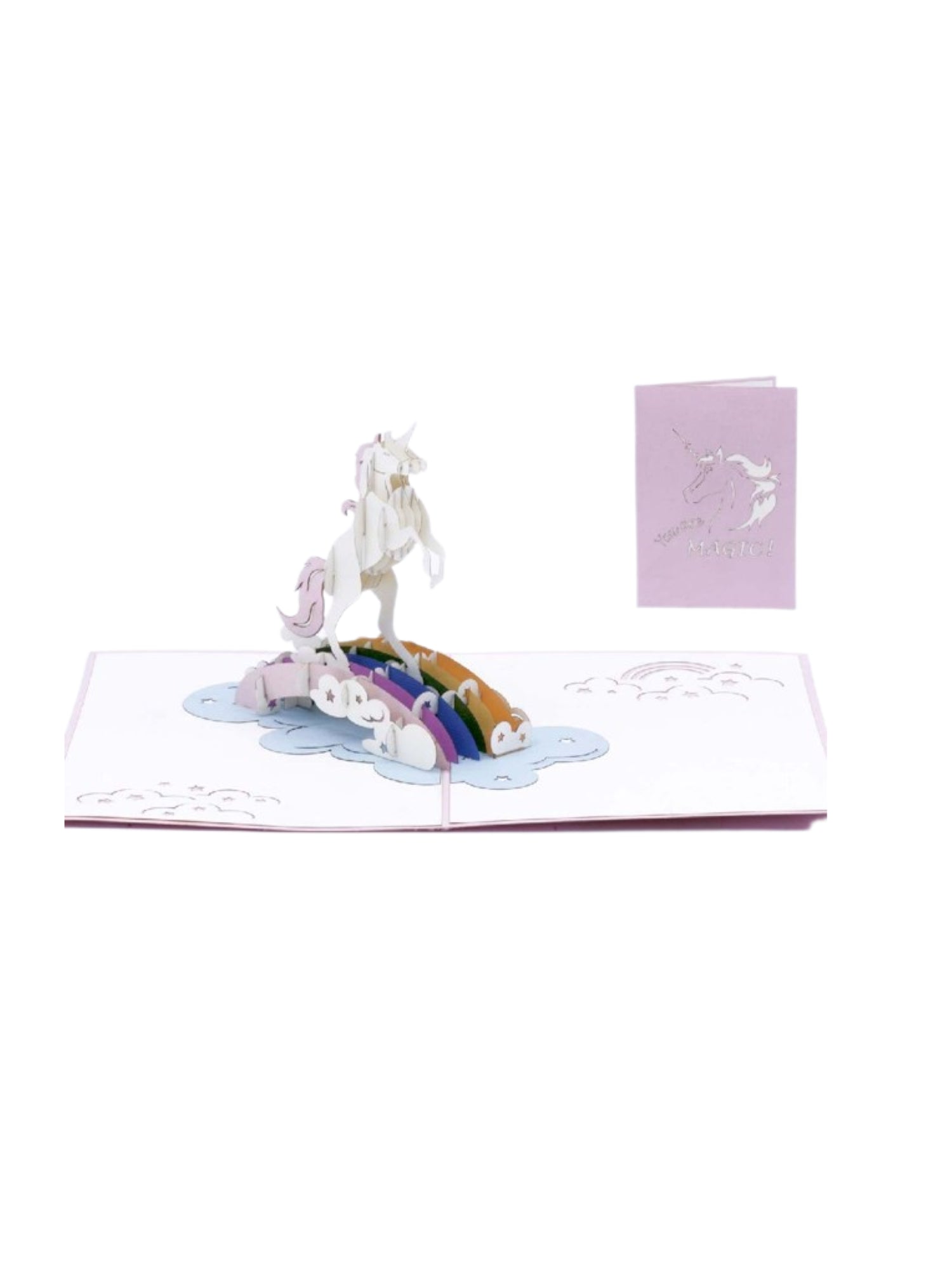 Origamo biglietto augurale handmade con unicorno rosa KN100 UNICORNO ORIGAMO 