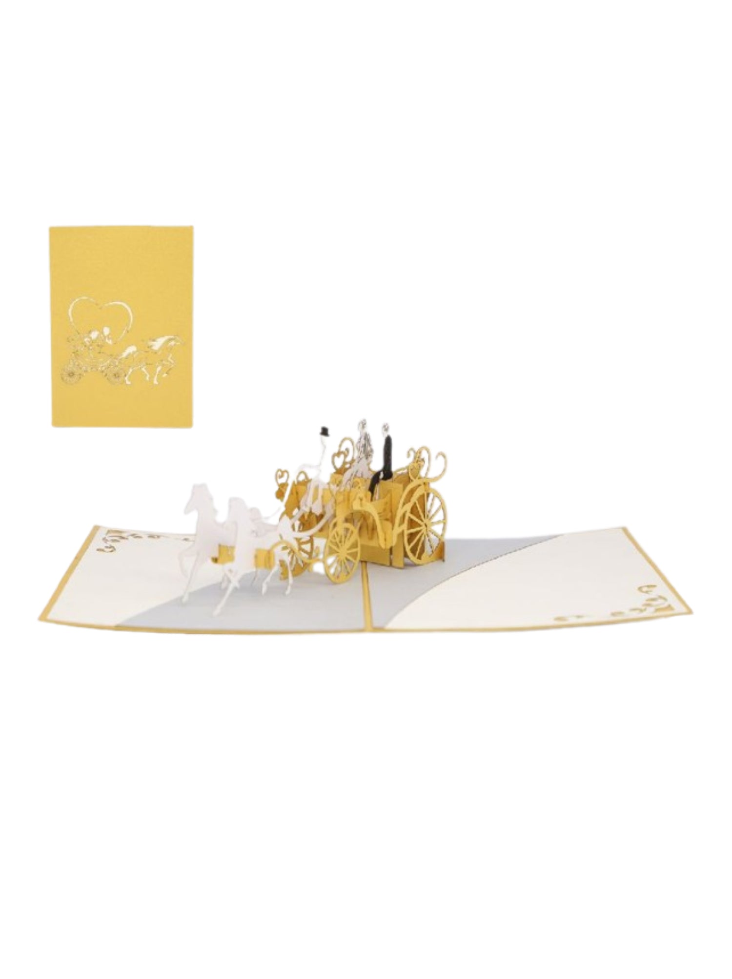 Origamo biglietto di auguri pop up per matrimonio con carrozza KN128 CARROZZA SPOSI ORIGAMO 