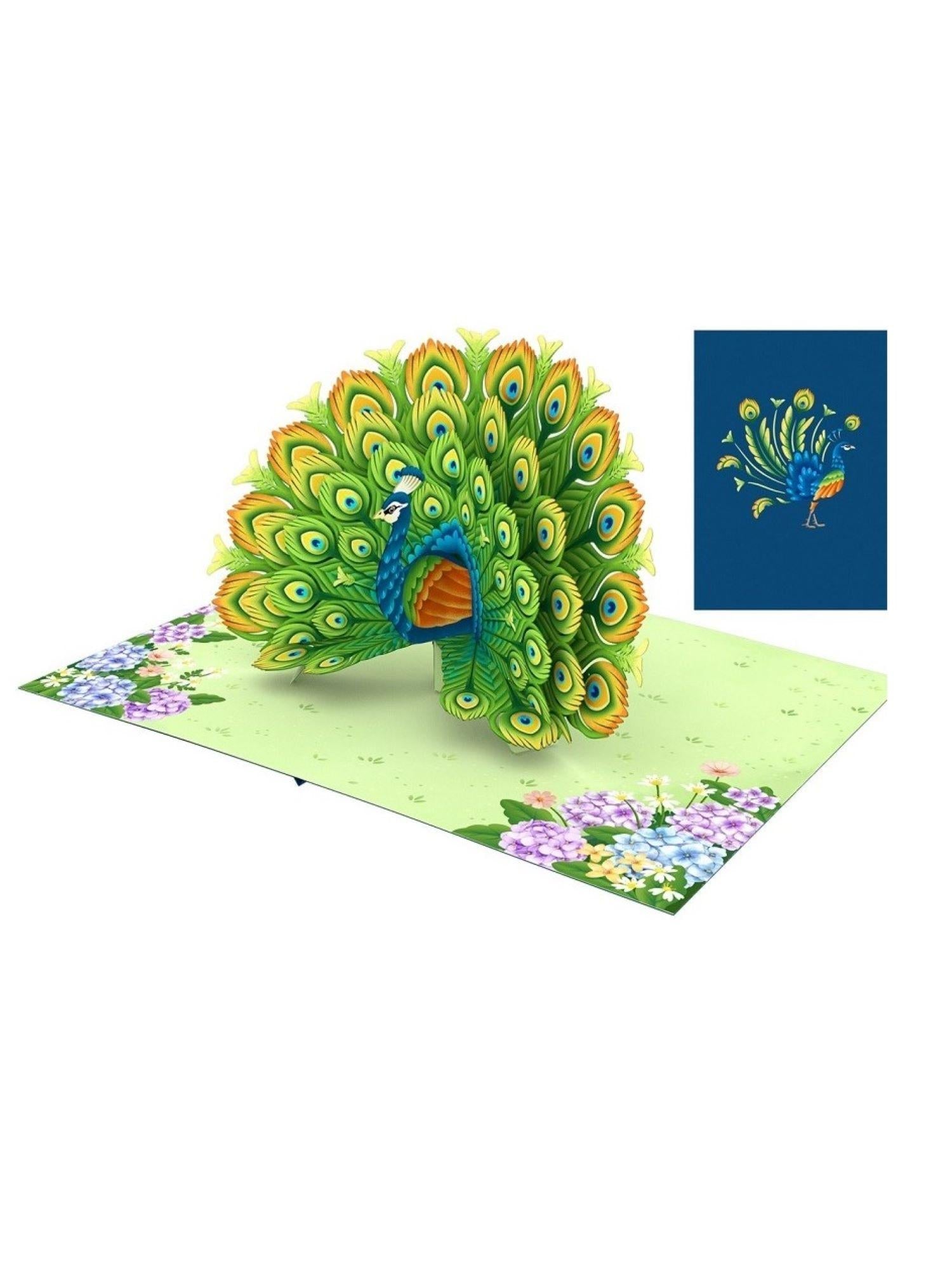 Origamo biglietto di auguri pop up con pavone KP062 PAVONE ORIGAMO 