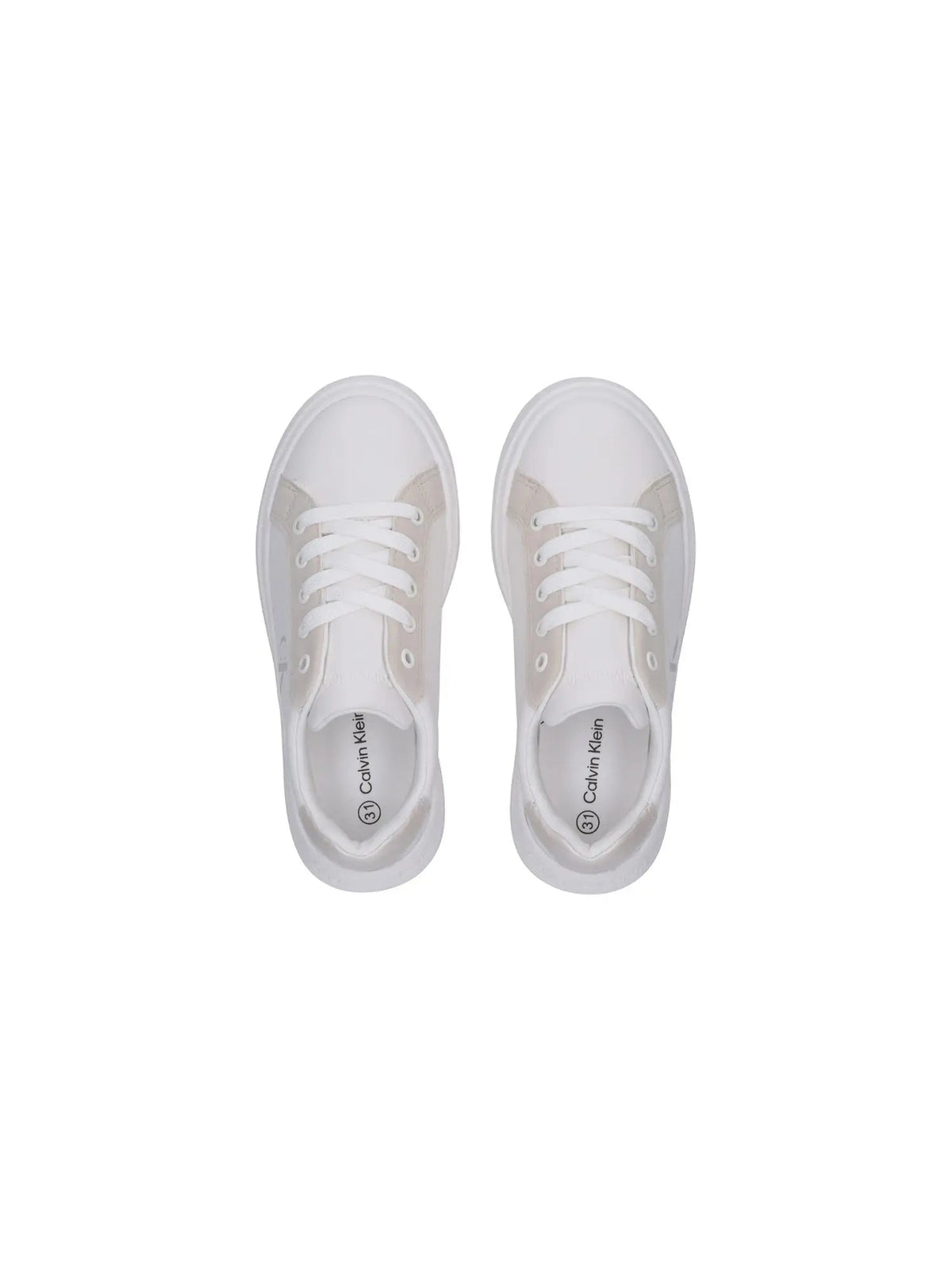Calvin Klein sneakers bambina in ecopelle bianco beige V3X9-83166-1592 A472 Calvin Klein Footwear 