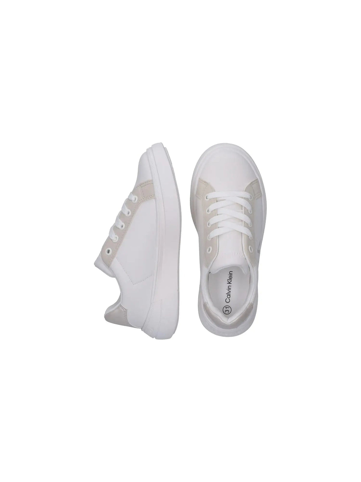 Calvin Klein sneakers bambina in ecopelle bianco beige V3X9-83166-1592 A472 Calvin Klein Footwear 