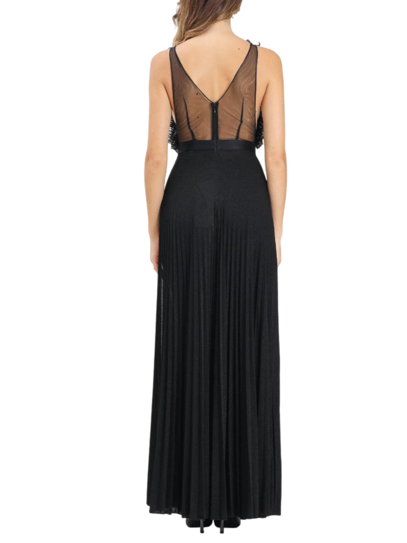 Elisabetta Franchi abito elegante Red Carpet in tulle e jersey nero ABR1957E2 110 ELISABETTA FRANCHI 