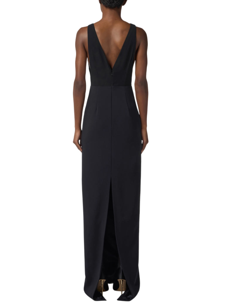 Elisabetta Franchi abito lungo Red Carpet con dettagli gioiello nero ABR2457E2 110 ELISABETTA FRANCHI 