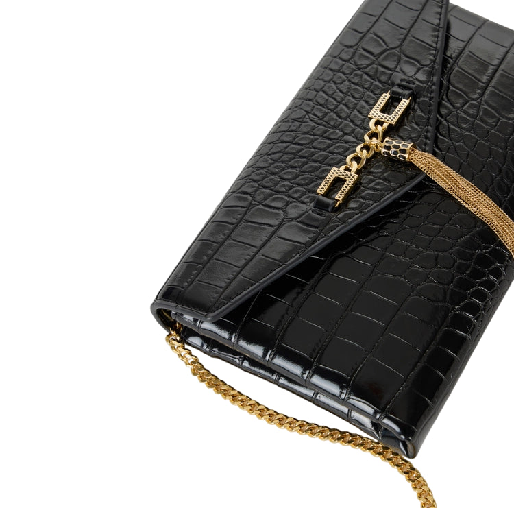 Elisabetta Franchi pochette in ecopelle coccodrillo nero BS56A57E2 110 ELISABETTA FRANCHI 