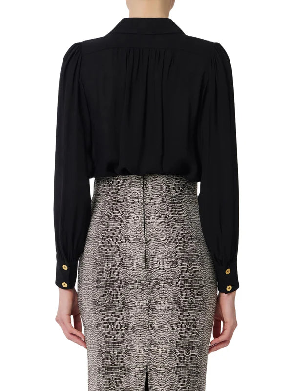Elisabetta Franchi camicia in georgette con collana nero CA12356E2 110 ELISABETTA FRANCHI 