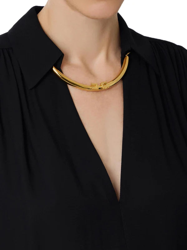 Elisabetta Franchi camicia in georgette con collana nero CA12356E2 110 ELISABETTA FRANCHI 