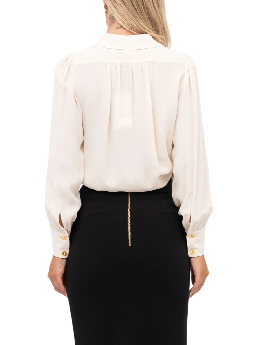Elisabetta Franchi camicia in georgette con collana avorio CA12356E2 360 ELISABETTA FRANCHI 