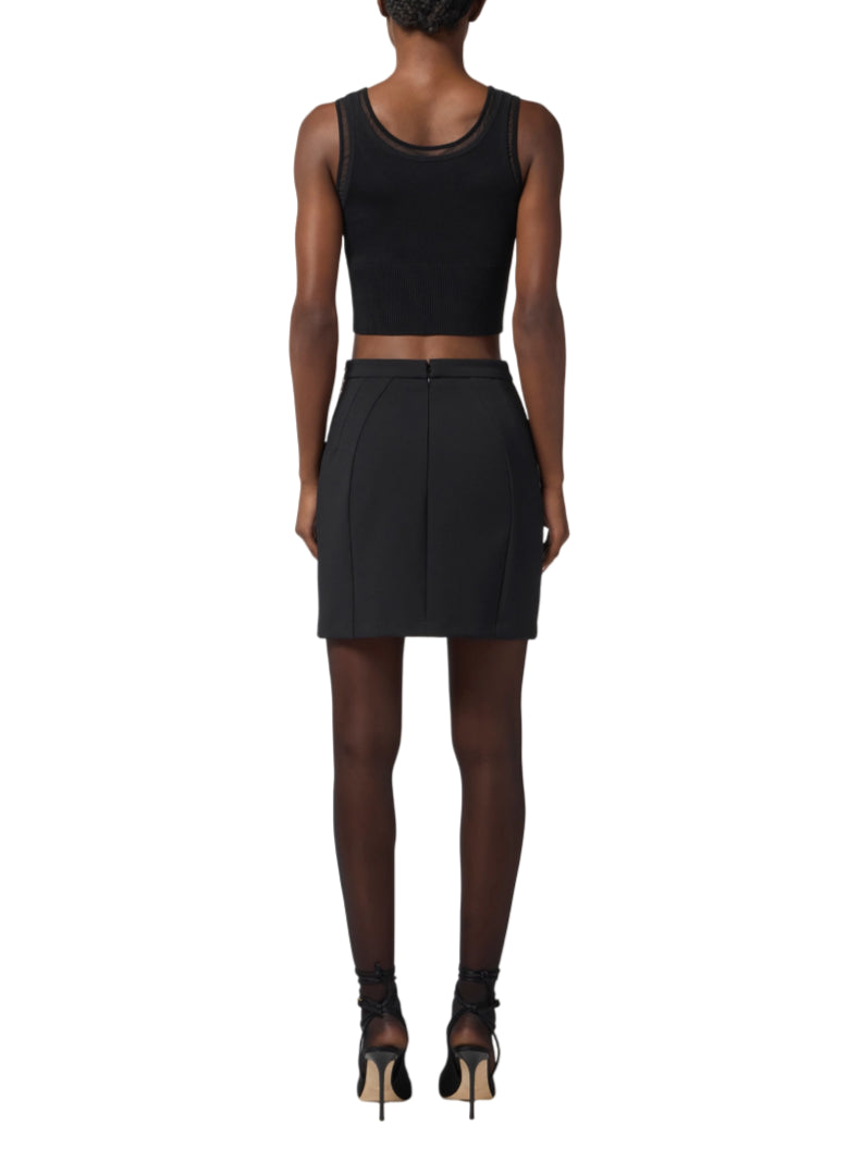 Elisabetta Franchi gonna corta in crepe nero GO14857E2 110 ELISABETTA FRANCHI 
