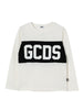 Gcds T-shirt manica lunga bambino bianco latte