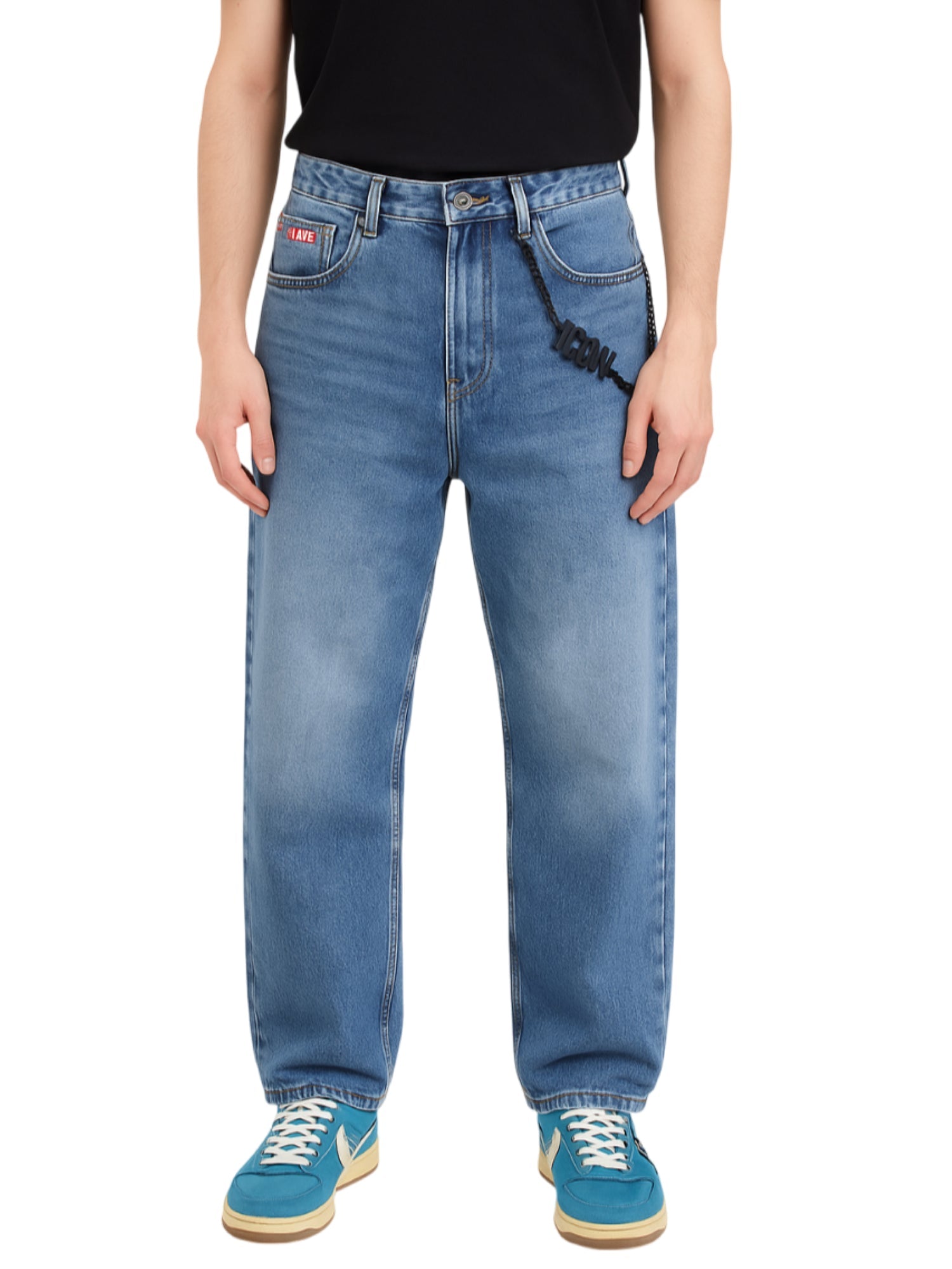 Icon jeans baggy uomo gamba larga lavaggio blu ICUF2W6D017 LIGHT BLUE ICON 