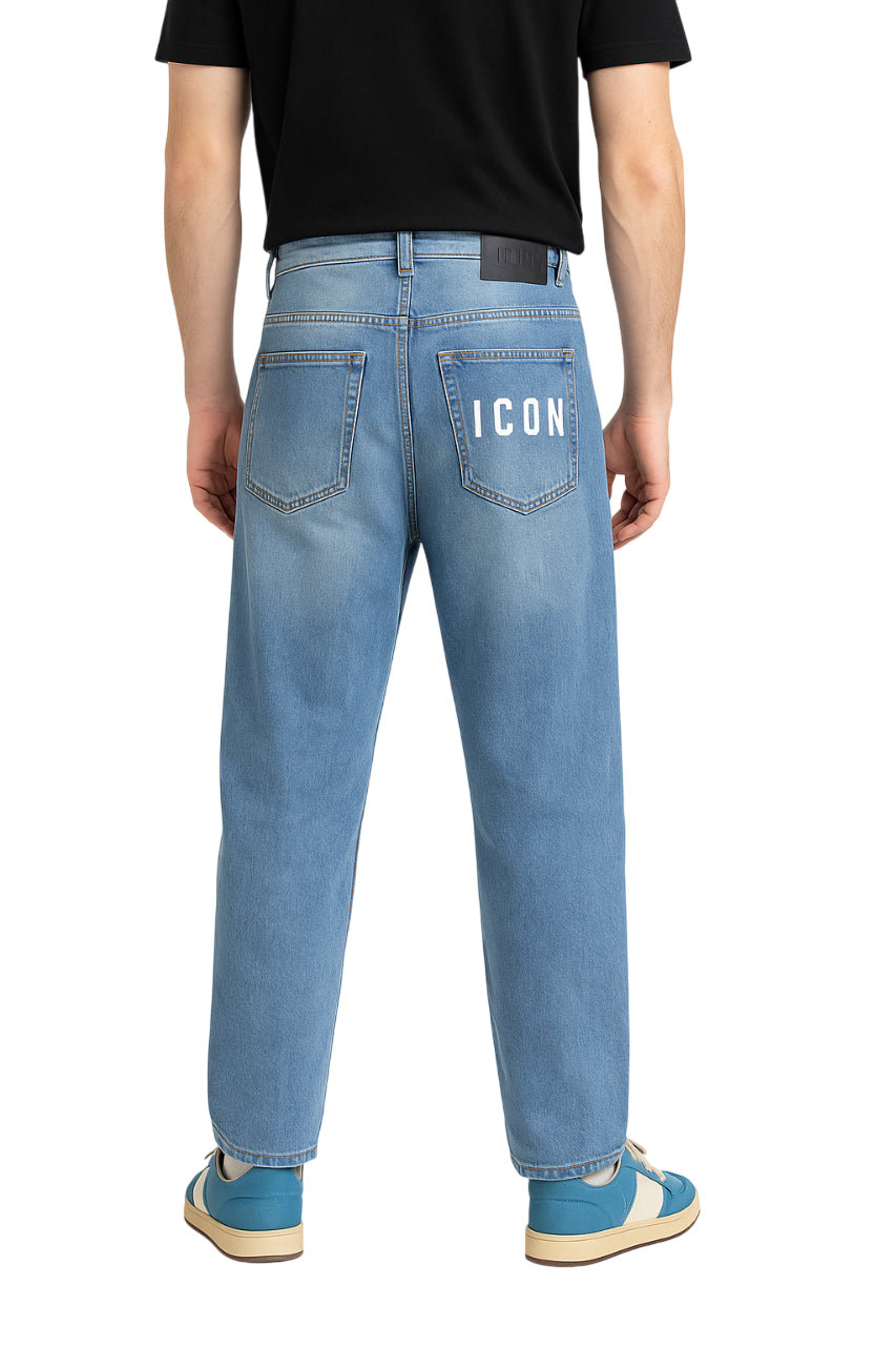 Icon jeans baggy uomo gamba larga lavaggio blu ICUF2W6D017 LIGHT BLUE ICON 