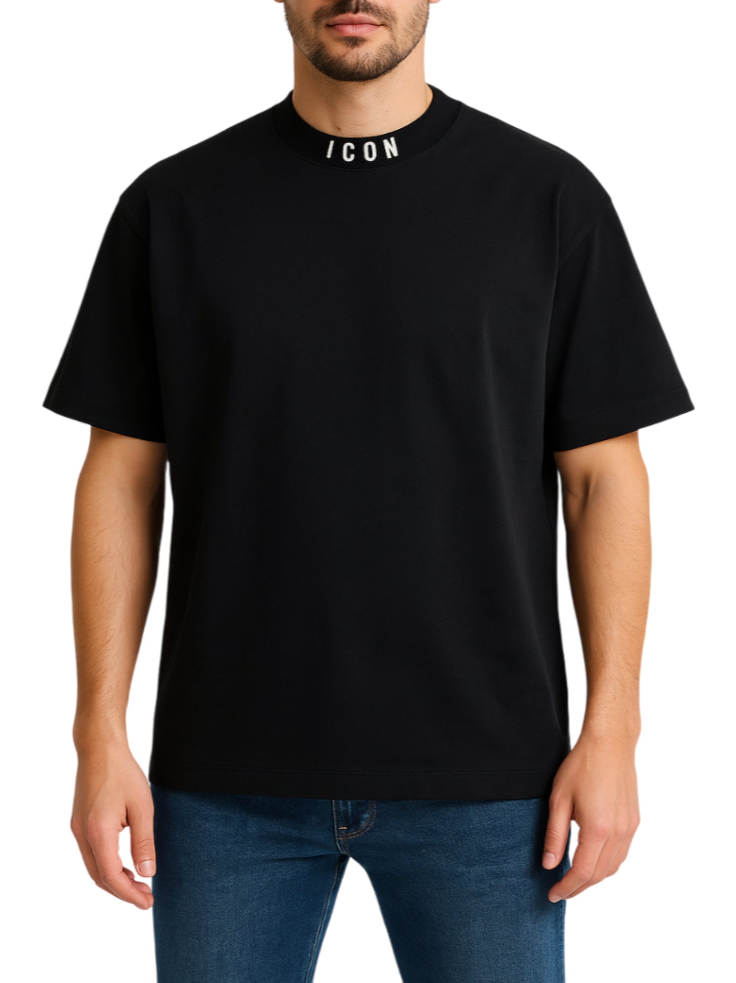 Icon T-shirt uomo in jersey con logo nero ICUF2W6T007 NERO ICON 