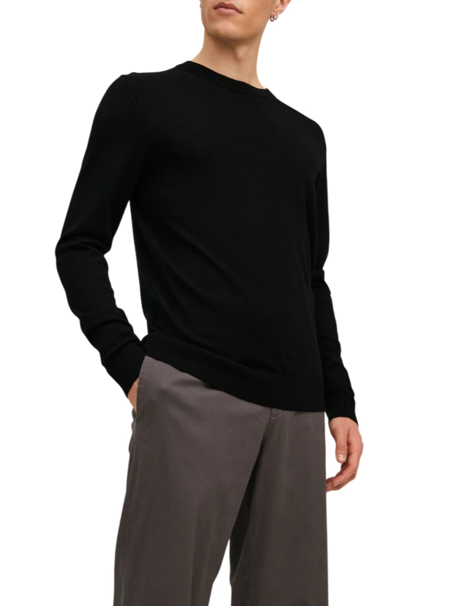 Jack&Jones maglia girocollo in lana nero 12216817 BLACK JACK&JONES 