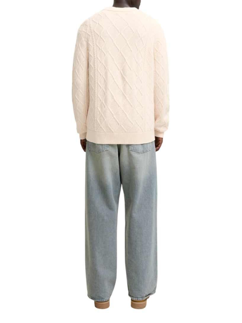 Jack&Jones maglia uomo trama a rombi panna 12283633 SEA SALT JACK&JONES 