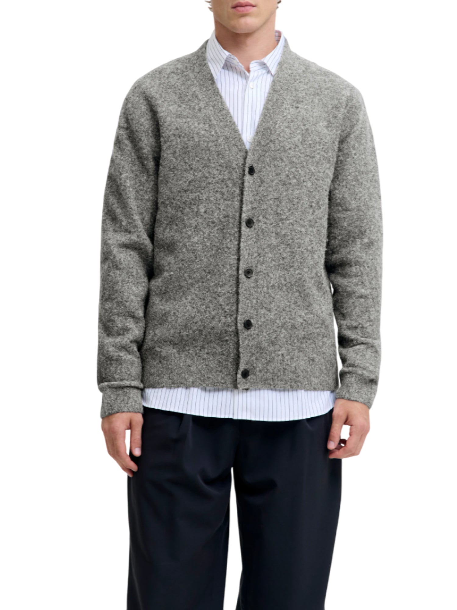 Jack&Jones cardigan uomo misto lana grigio melange 12289068 MEDIUM GREY MELANGE JACK&JONES 