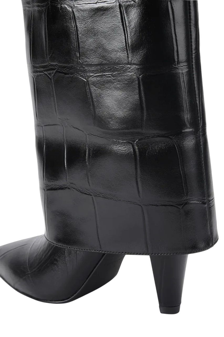 Kurt Geiger stivali alti in pelle effetto coccodrillo nero 5022300419 BLACK-CROC PRINT KURT GEIGER 