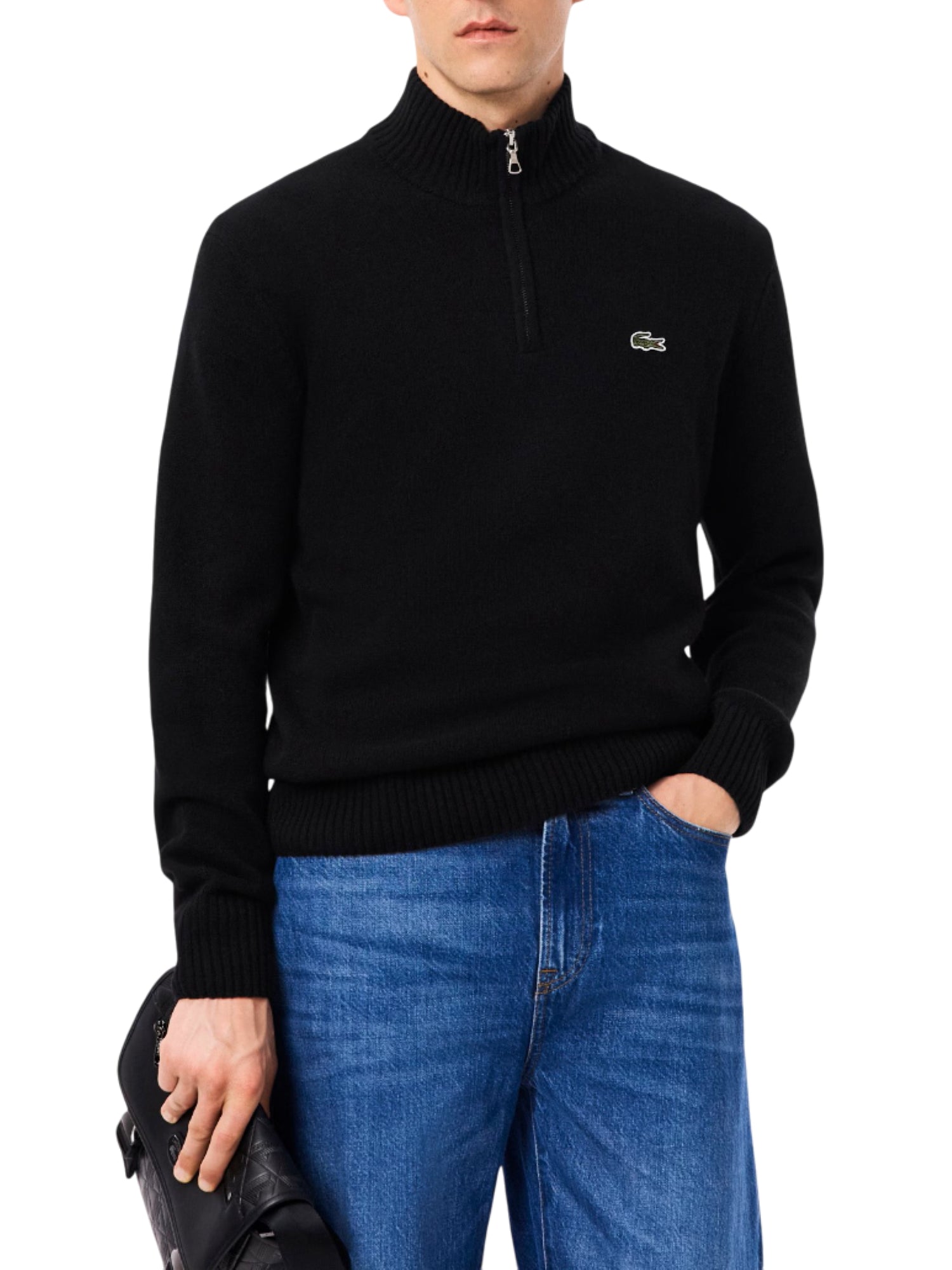 Lacoste maglia uomo in lana con zip nero AH3052 031 LACOSTE 