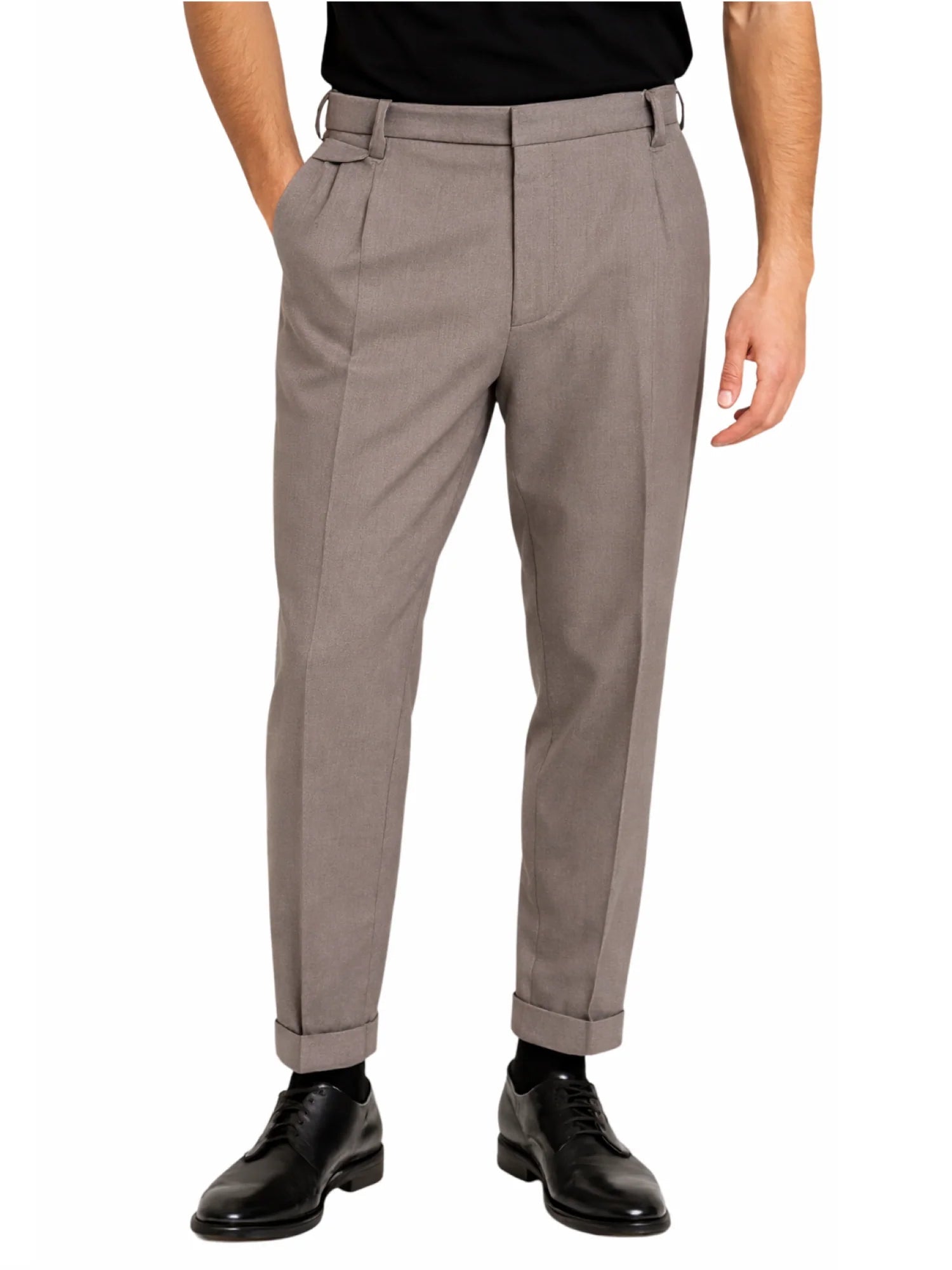 Le Braghe pantaloni uomo con pinces tortora P393-2549 FANGO Le Braghe 