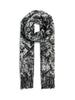 Piecs sciarpa donna in fantasia con frange grigio