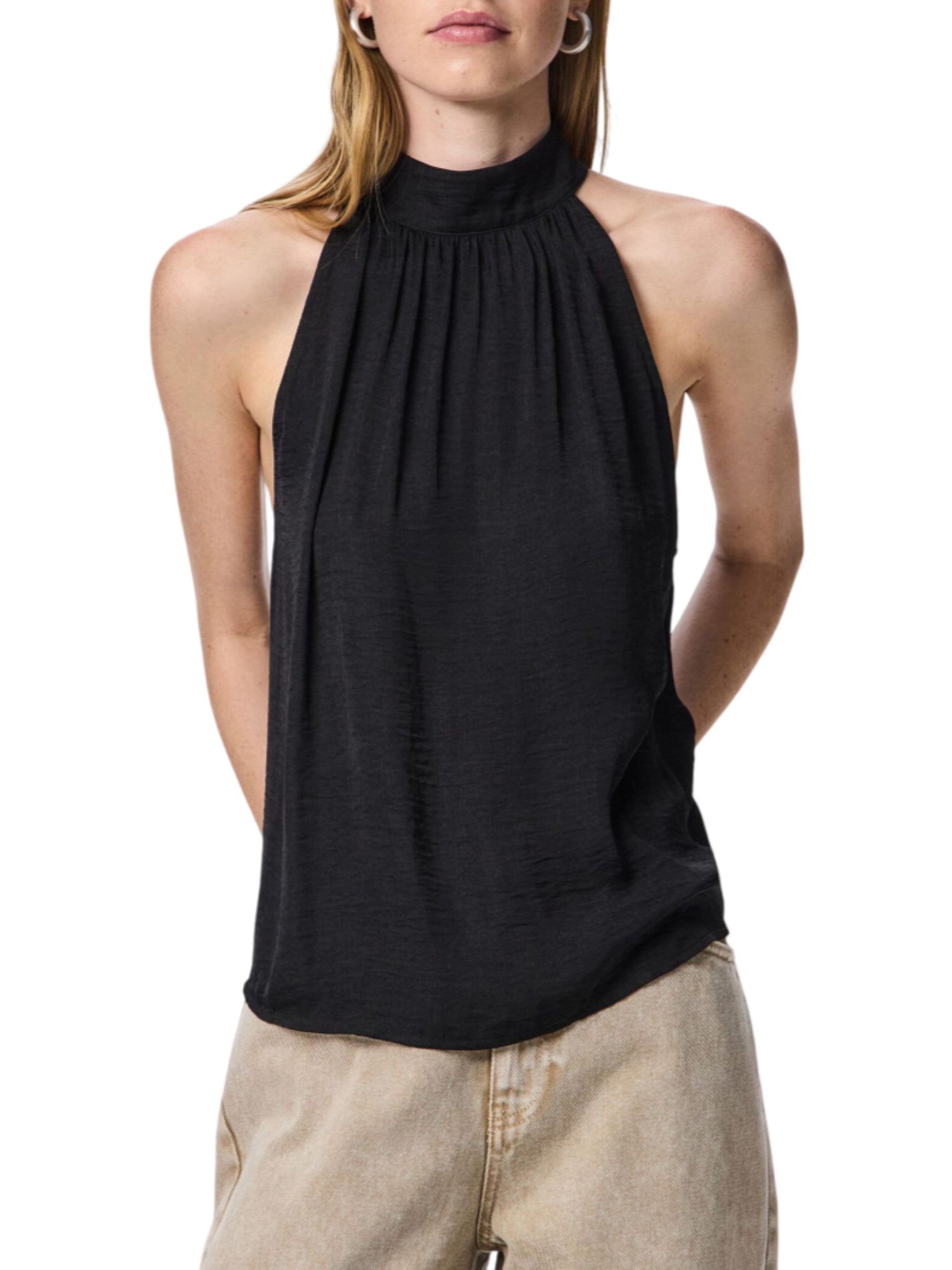 Pieces top donna all'americana nero 17160888 BLACK PIECES 