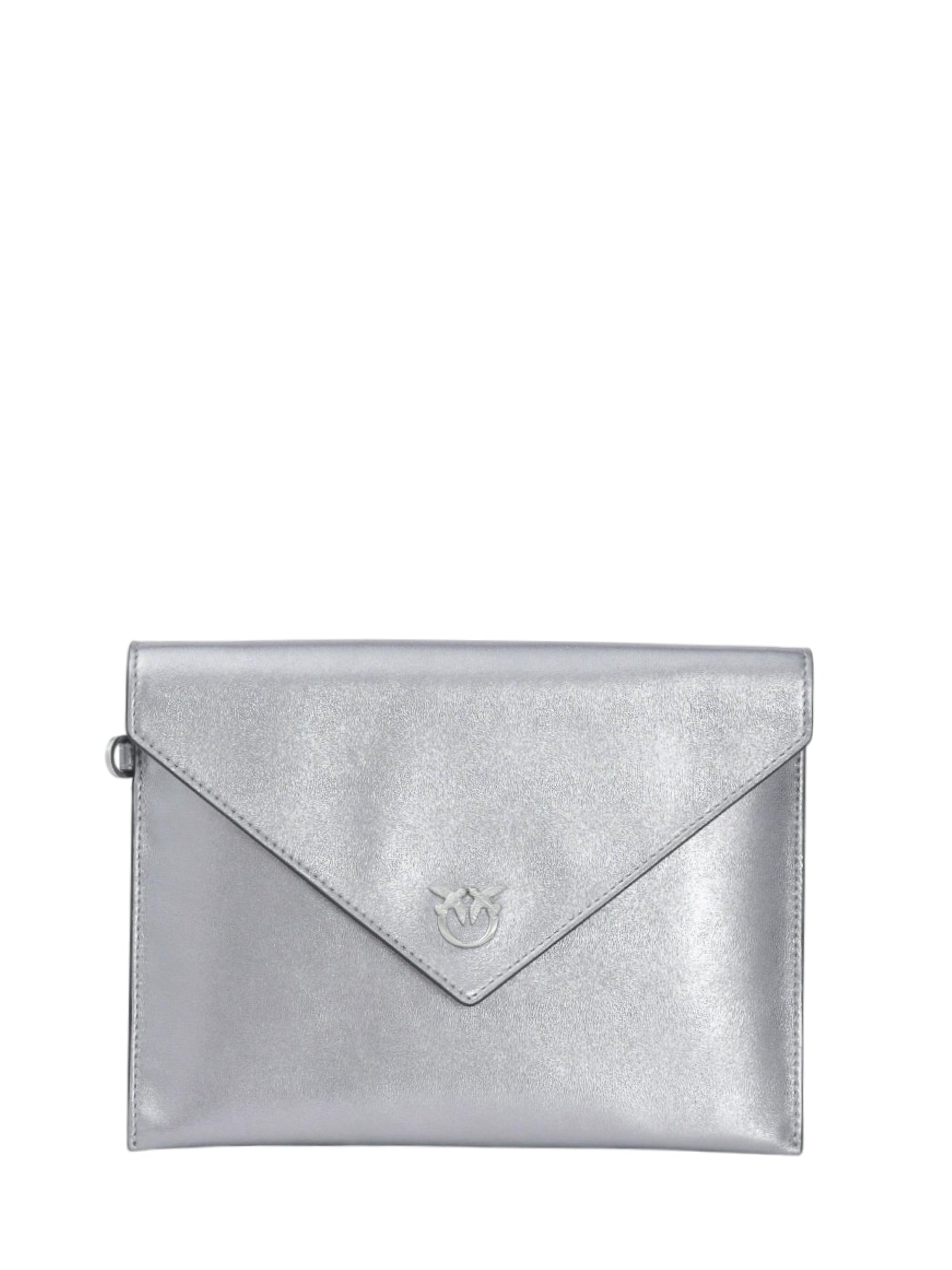 Pinko pochette Flat Purse in pelle argento 104820-A2O9 KZ7E PINKO 