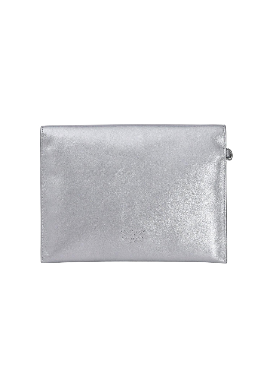 Pinko pochette Flat Purse in pelle argento 104820-A2O9 KZ7E PINKO 