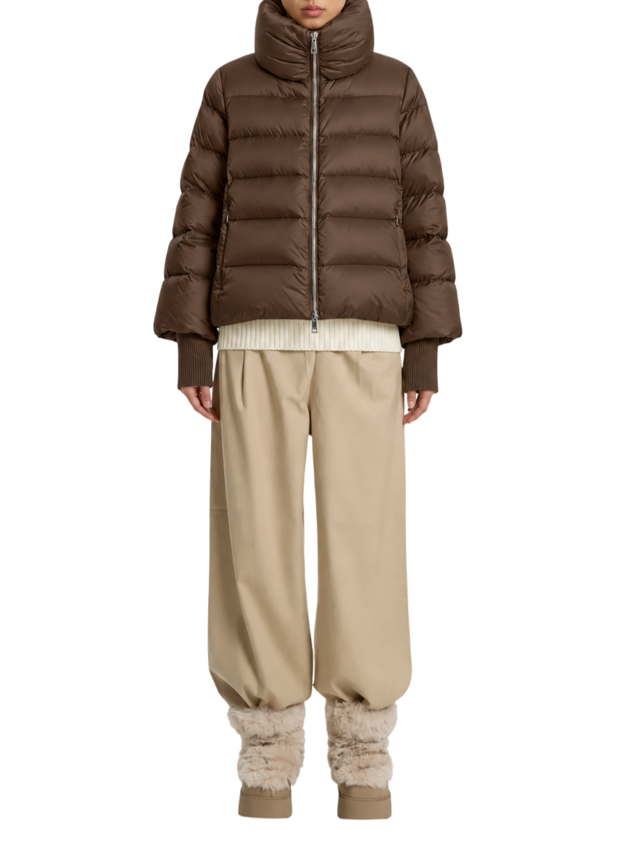 Add piumino donna in nylon satinato trapuntato marrone JWA220NRAS BROWN Add 