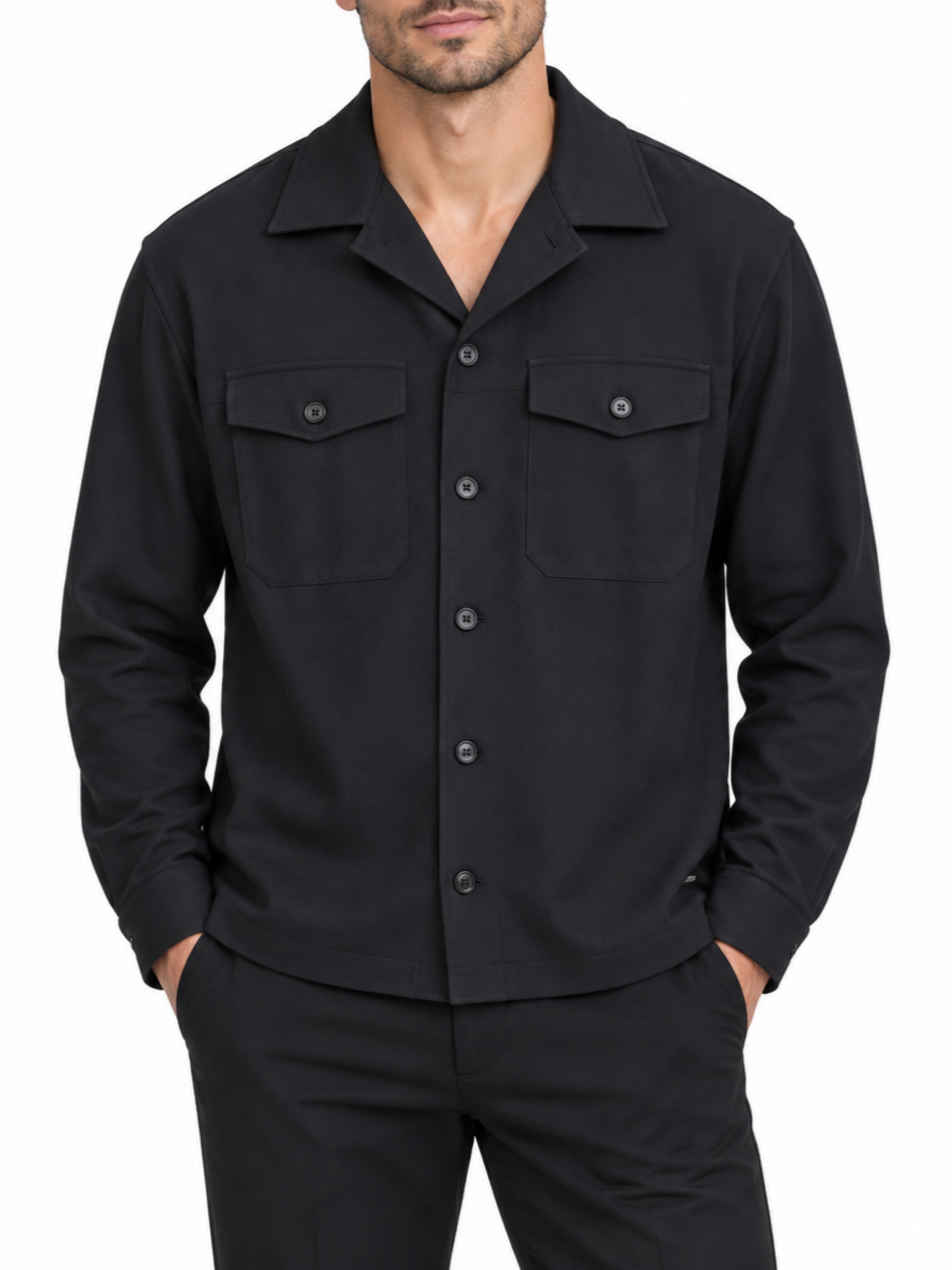 Alta Tensione camicia uomo con tasconi nero 7787-CANDY NERO ALTA TENSIONE 