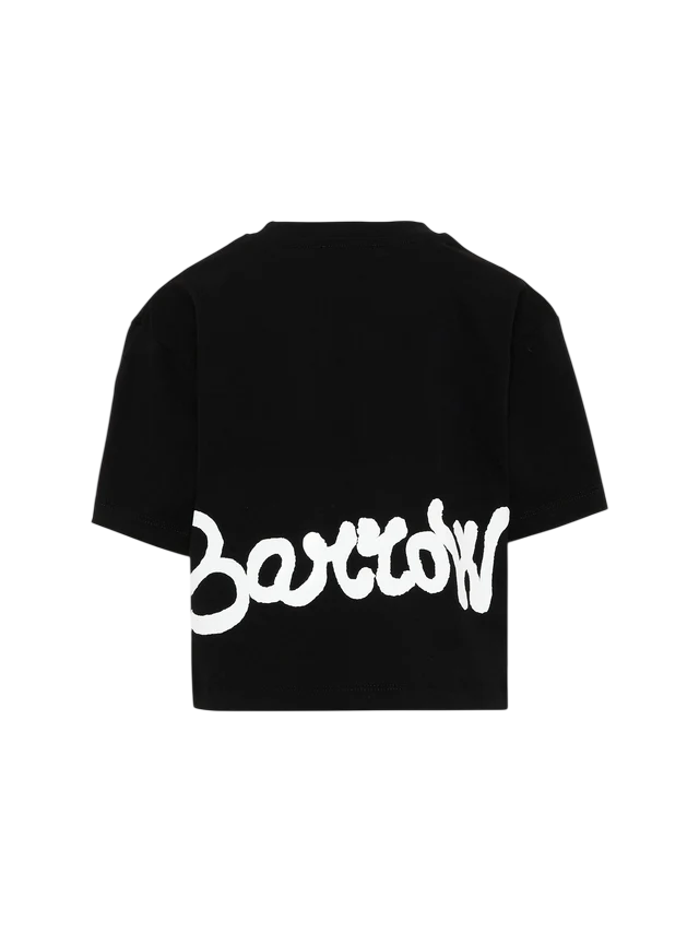 Barrow T-shirt bambina manica corta con logo borchiato nero F6BKJGTH124 110 BARROW KIDS 