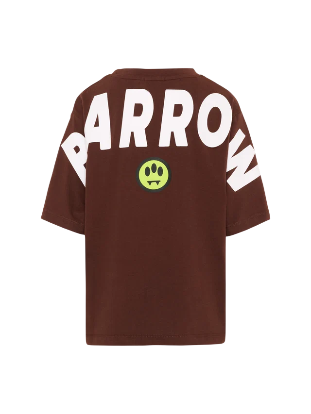 Barrow T-shirt unisex bambino manica corta con logo oversize marrone F6BKJUTH012 408 BARROW KIDS 