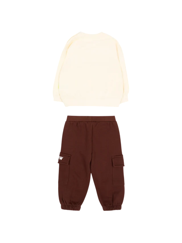 Barrow tuta sportiva neonato unisex felpa pantaloni panna marrone F6BKUNSF189 013-408 BARROW KIDS 