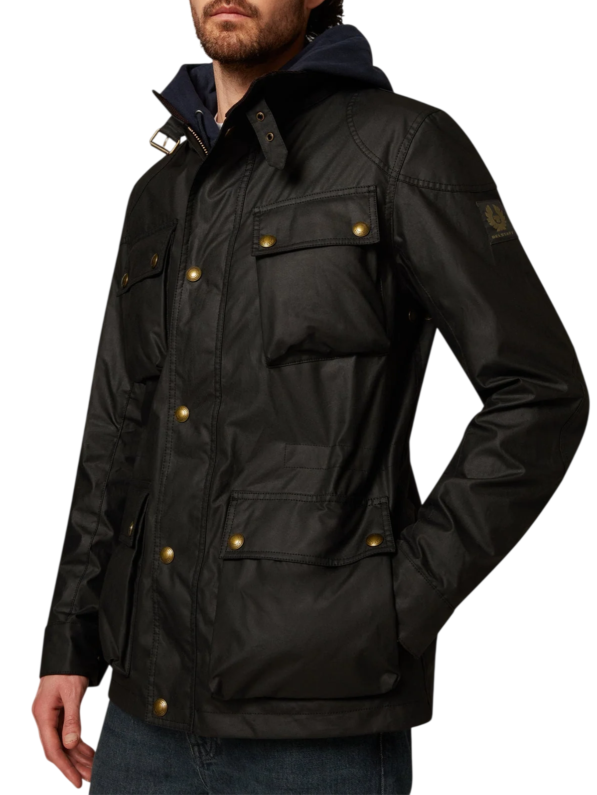 Belstaff giubbino uomo in cotone cerato Millerain nero 105300 BLACK BELSTAFF 