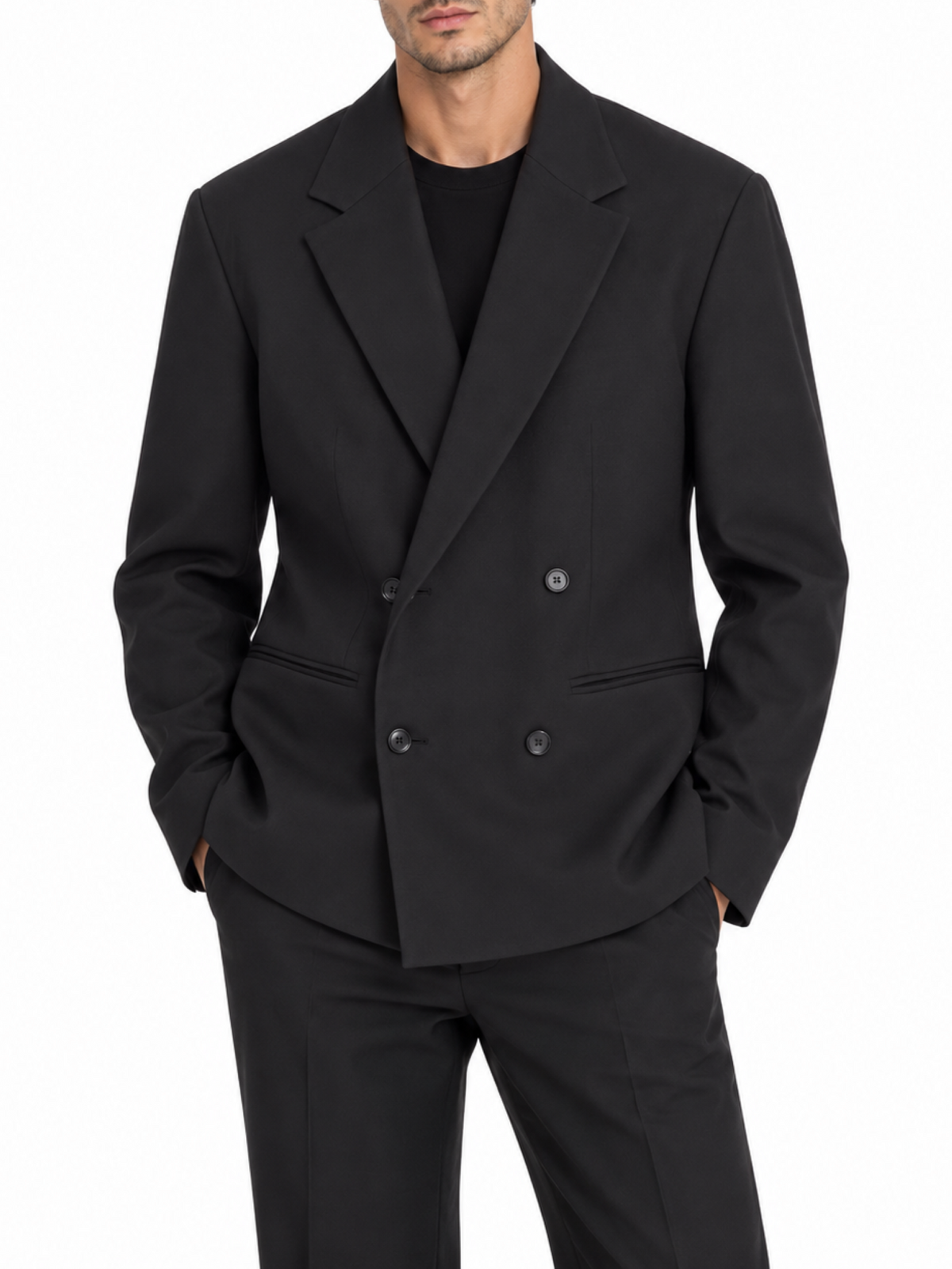 Bicolore giacca blazer doppiopetto uomo nero R1557Z-CANDY NERO Bicolore 