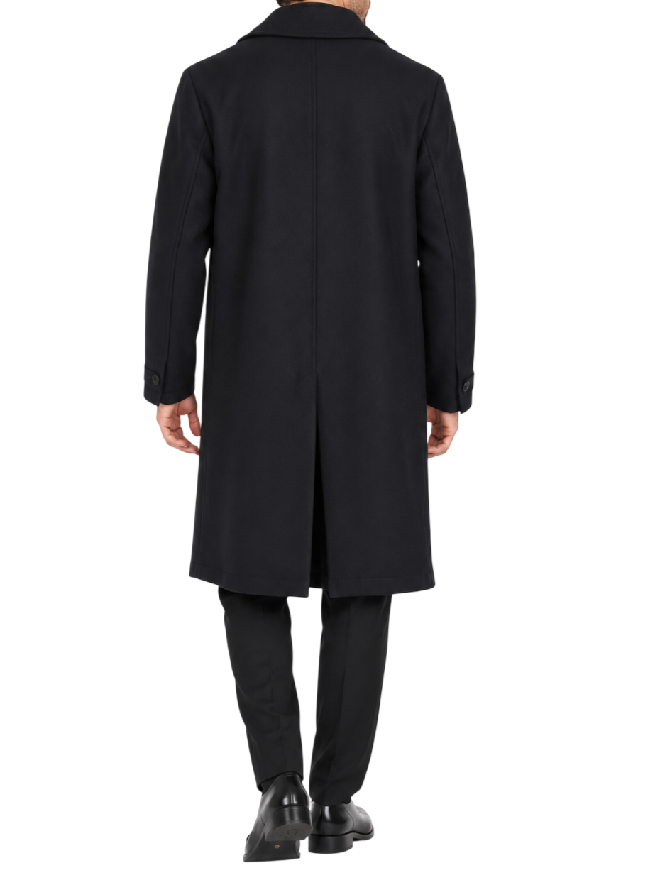 Bicolore cappotto lungo doppiopetto uomo misto viscosa nero R4224-AGRA NERO Bicolore 