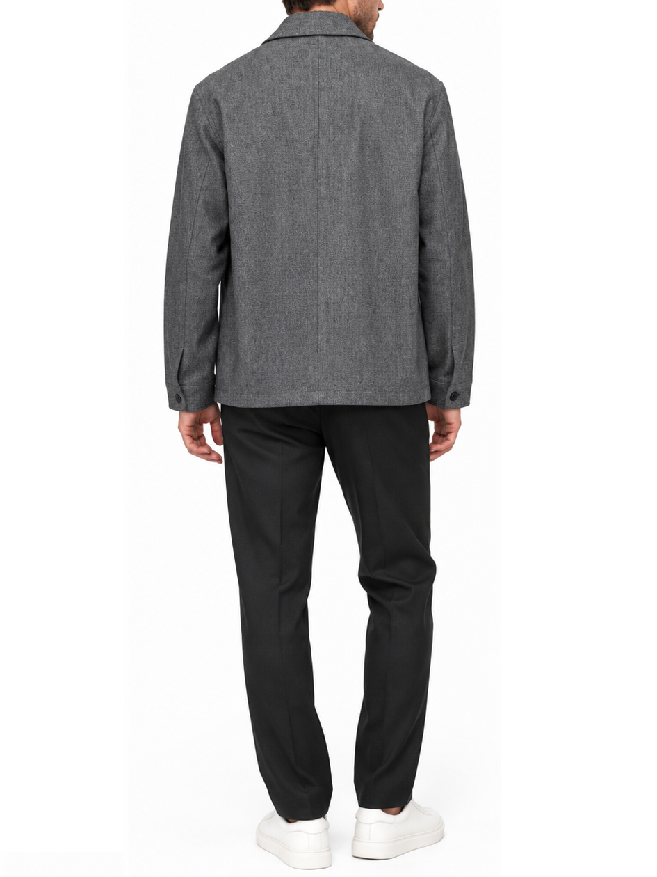 Bicolore camicia uomo con tasconi grigio melange R7775-RENO GRIGIO Bicolore 